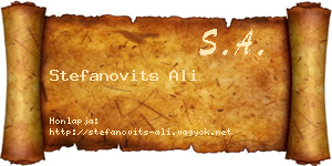 Stefanovits Ali névjegykártya